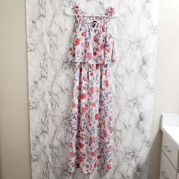 Want & Need Floral Lattice Popover Maxi Dress XS - Picture 3 of 14